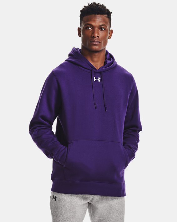 Men's UA Hustle Fleece Hoodie, Purple, pdpMainDesktop image number 0